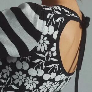 🍒Like-New Maeve Anthropologie Cropped Open-Back Short-Sleeve Sweater